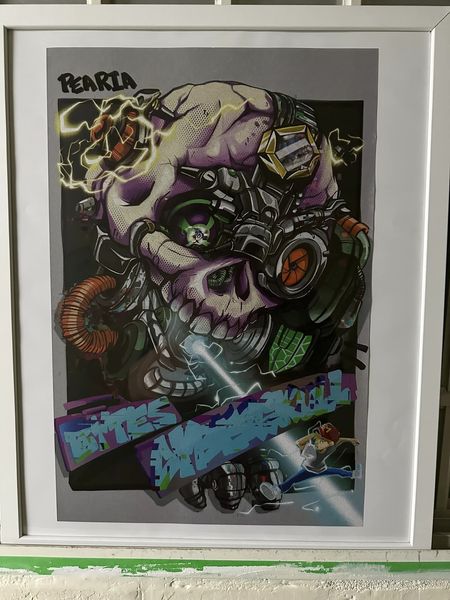 Cyber Skull Returns partial light reproduction painting