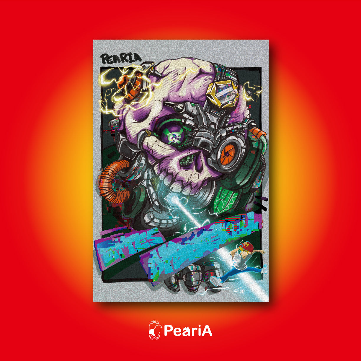 Cyber Skull Returns partial light reproduction painting